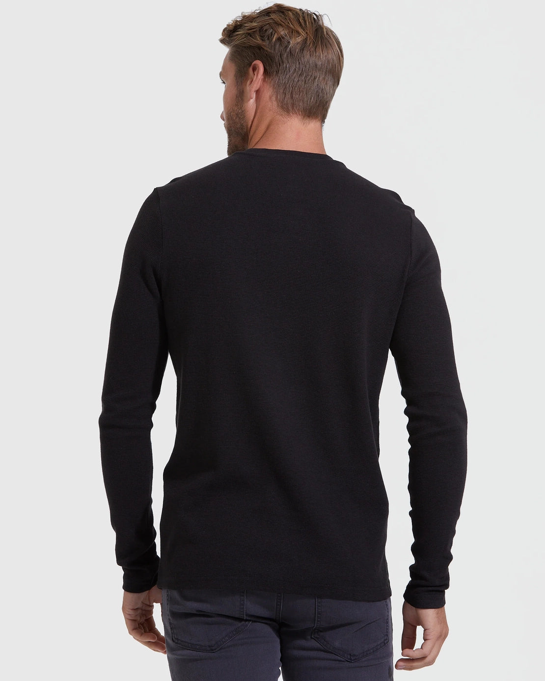 Long Sleeve Waffle Tee (Black)