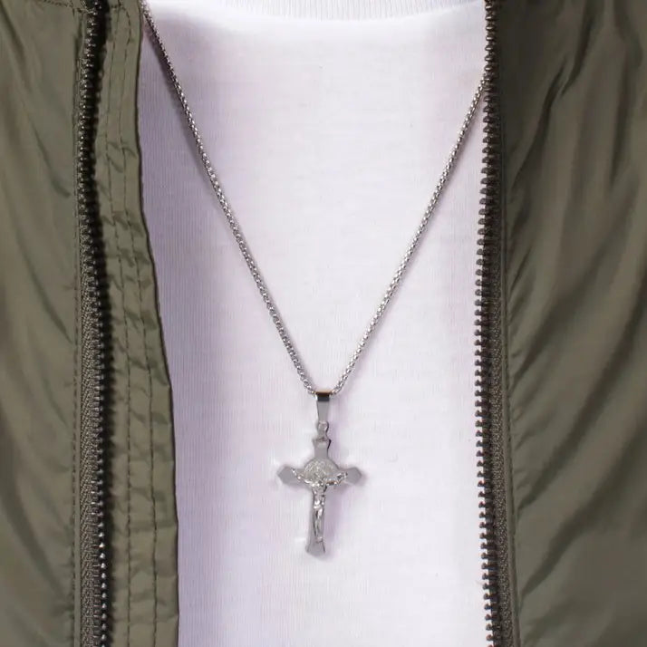 Small Stainless Steel Crucifix Men's Necklace