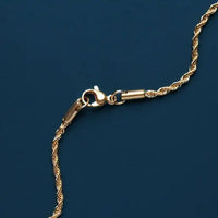 Gold Ring Necklace On Rope Style Chain