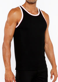 Rib Stretch Ringer Tank (Black)