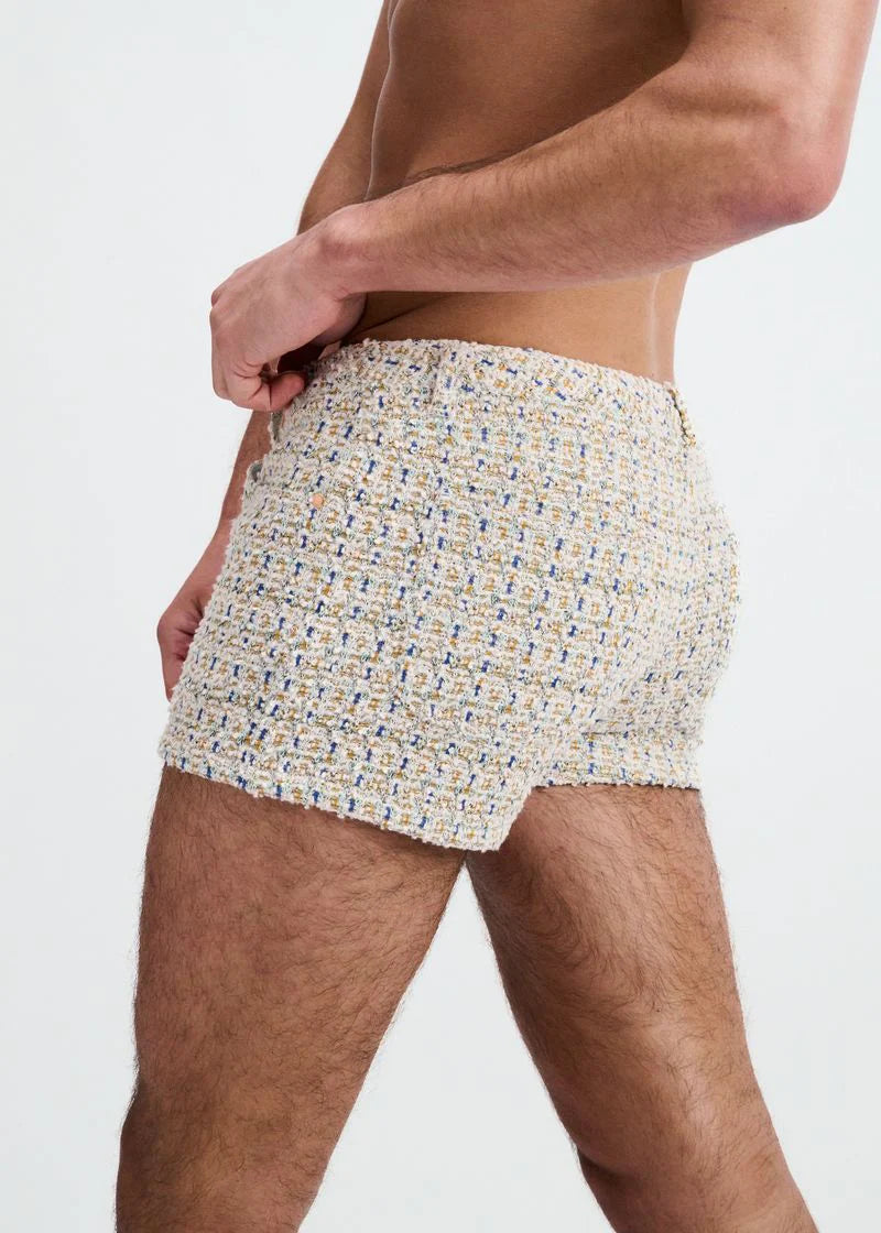 3" Tweed Look Jacquard Knit Shorts (Amber/Blue)