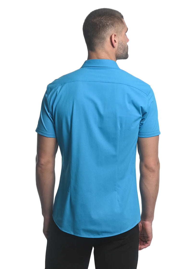 Solid Knit Stretch Shirt (Blue Coral)