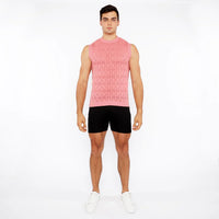 Open-Knit Diamond Vest (Peach Amber)