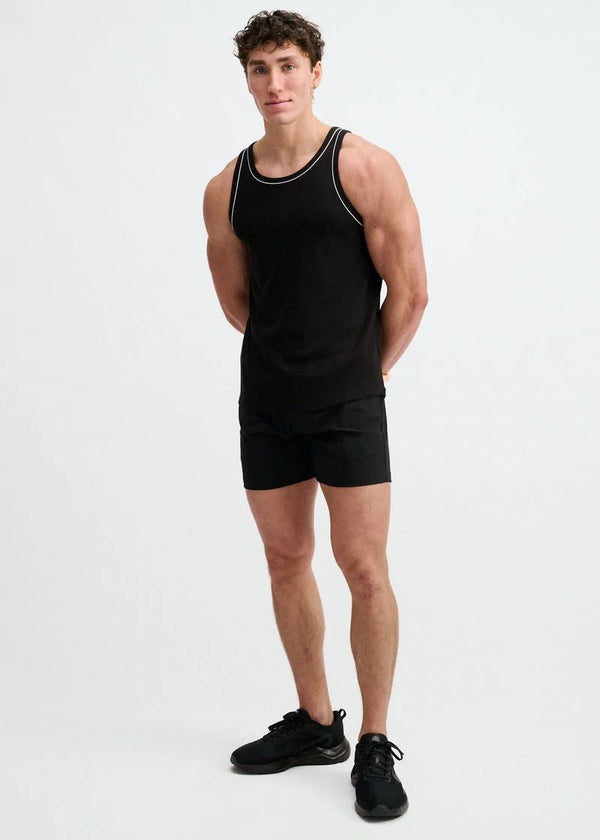 Cotton/Tencel Tank w/Fine Piping (Black)
