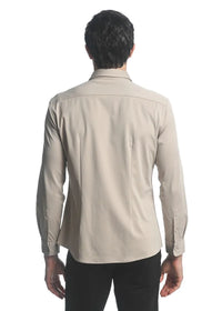 Solid Stretch Long Sleeve Shirt (Cafe Mocha)