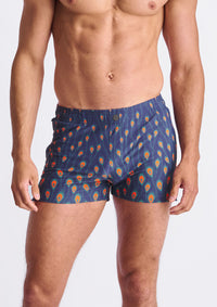 Printed Seersucker Swim Shorts (Navy/Peacock)