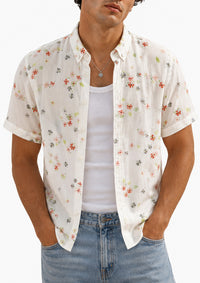 White Wildflower Silk Blend Shirt