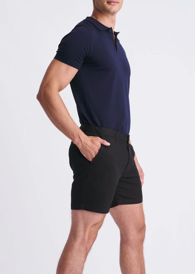 Textured Stretch Chino Short (Black)