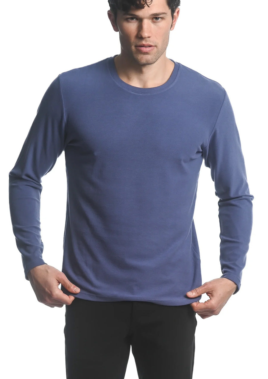 Stretch Knit Long Sleeve Crew Pullover (Iris)