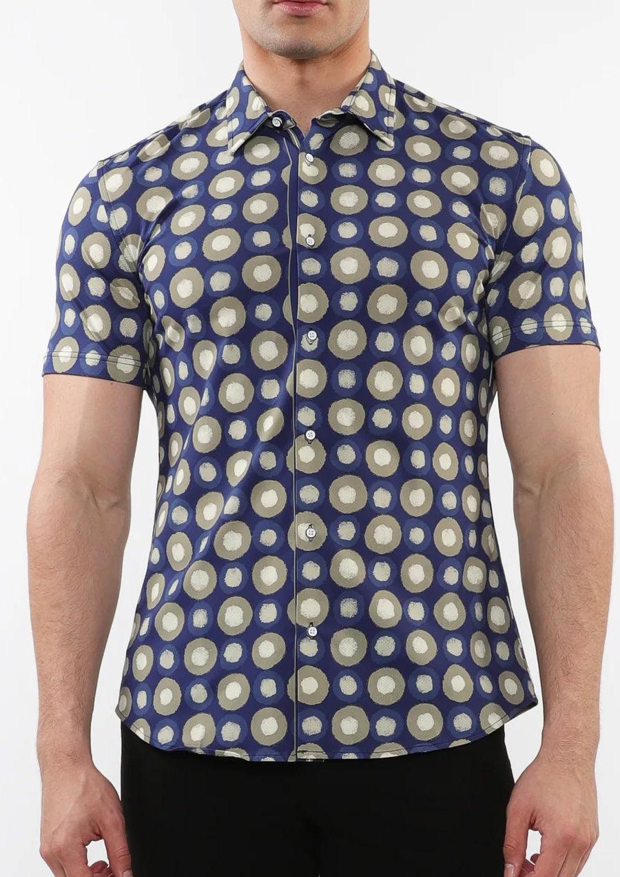 Performance Short Sleeved Shirt (Navy Sage Circles)