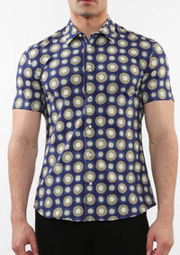 Performance Short Sleeved Shirt (Navy Sage Circles)