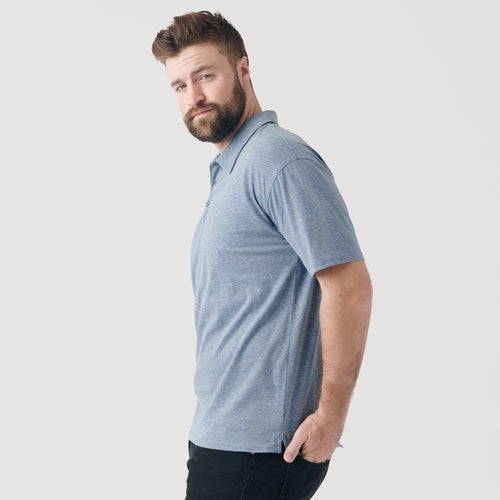 Short Sleeve Polo (Heather Indigo)
