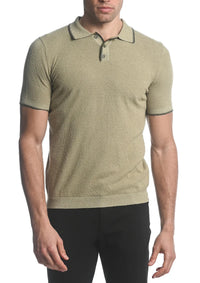 Boucle 3-Button Knit Polo (Sage Olive)