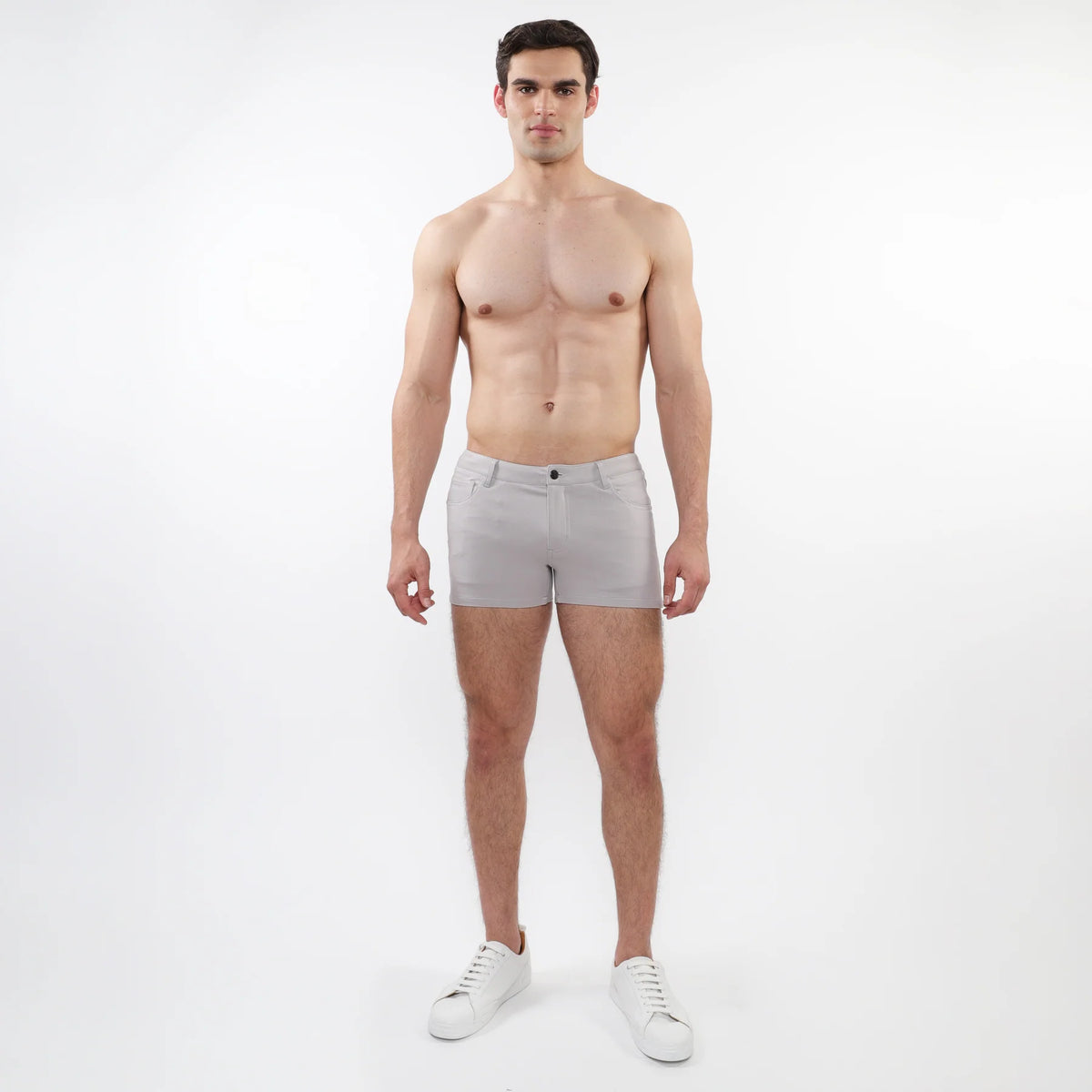 Stretch Knit Jean Short 3" Inseam (Silver Stone)
