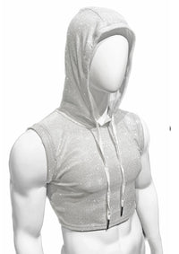 Glitter Crop Hoodie (White Silver)