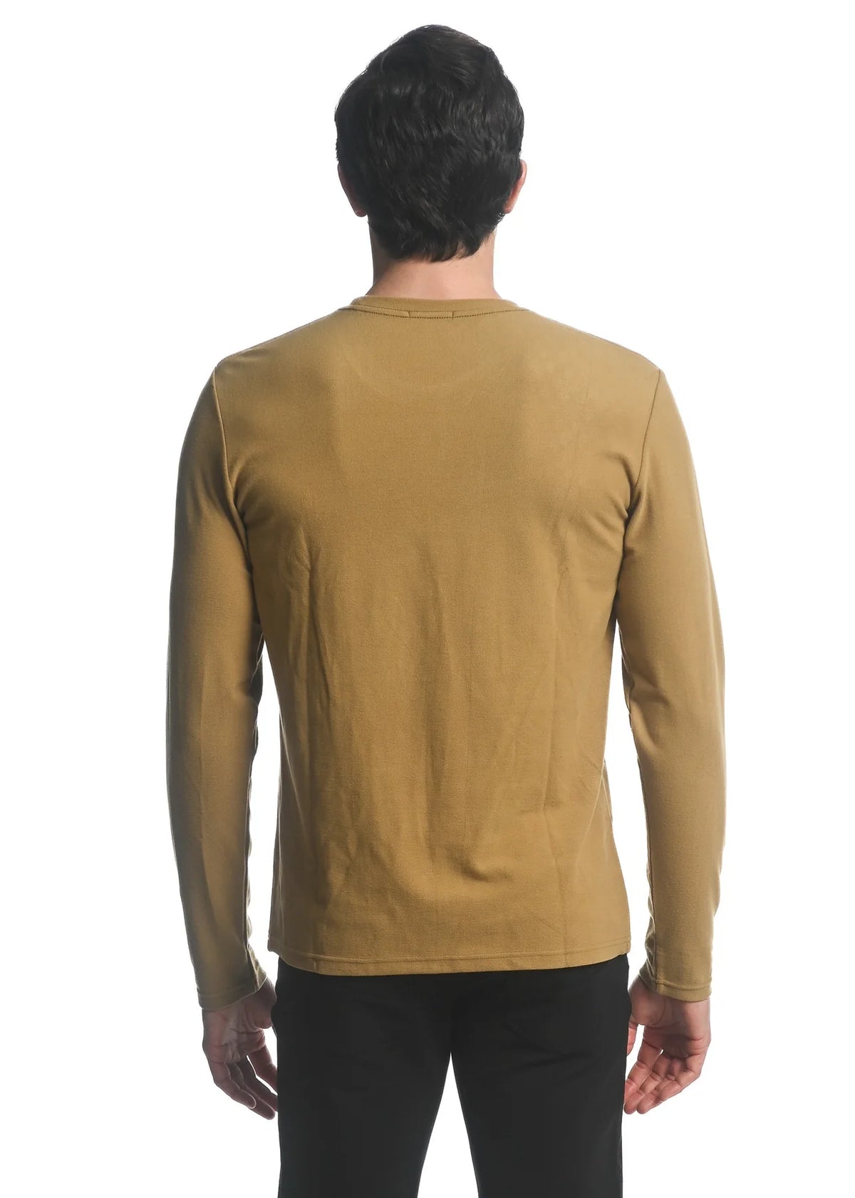 Stretch Knit Long Sleeve Pullover (Curry)