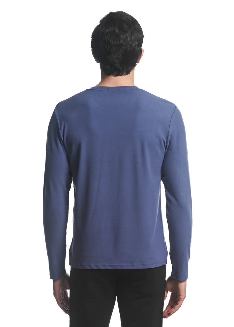 Stretch Knit Long Sleeve Crew Pullover (Iris)