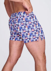 Printed Seersucker Swim Shorts (Purple/Wisteria Swirls)