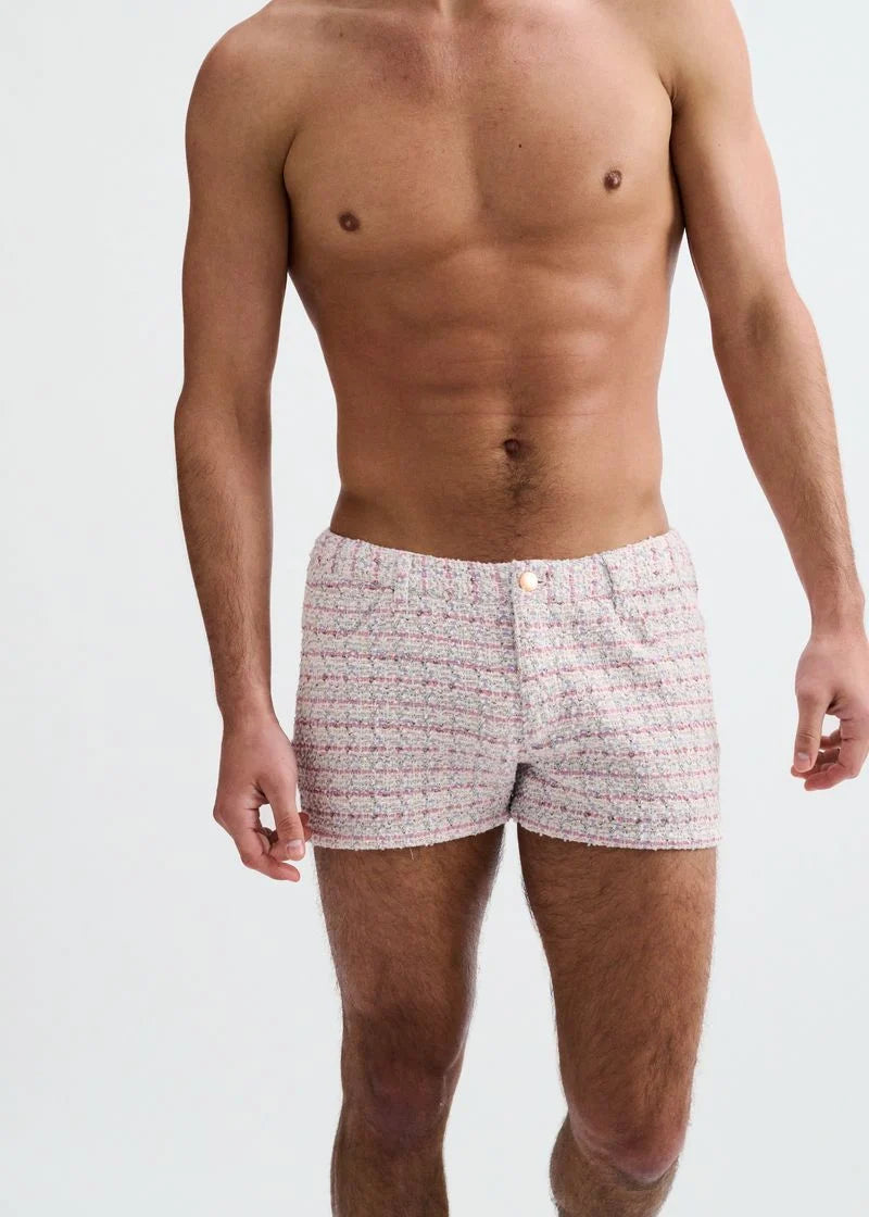 3" Tweed Look Jacquard Knit Shorts (Pink/Lilac)