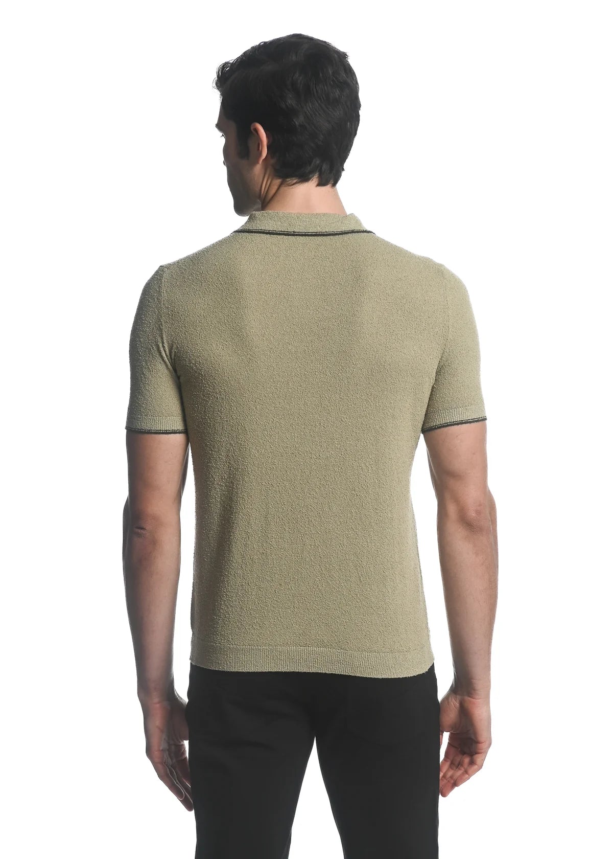 Boucle 3-Button Knit Polo (Sage Olive)