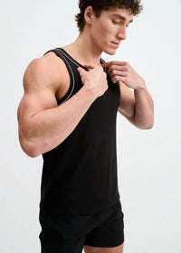 Cotton/Tencel Tank w/Fine Piping (Black)