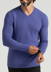 Dressy V-Neck Sweater (Blueberry)