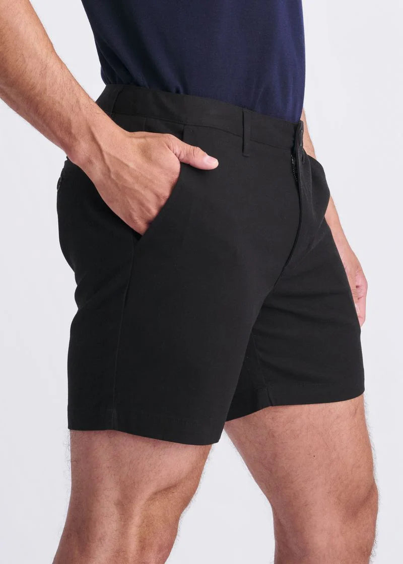 Textured Stretch Chino Short (Black)