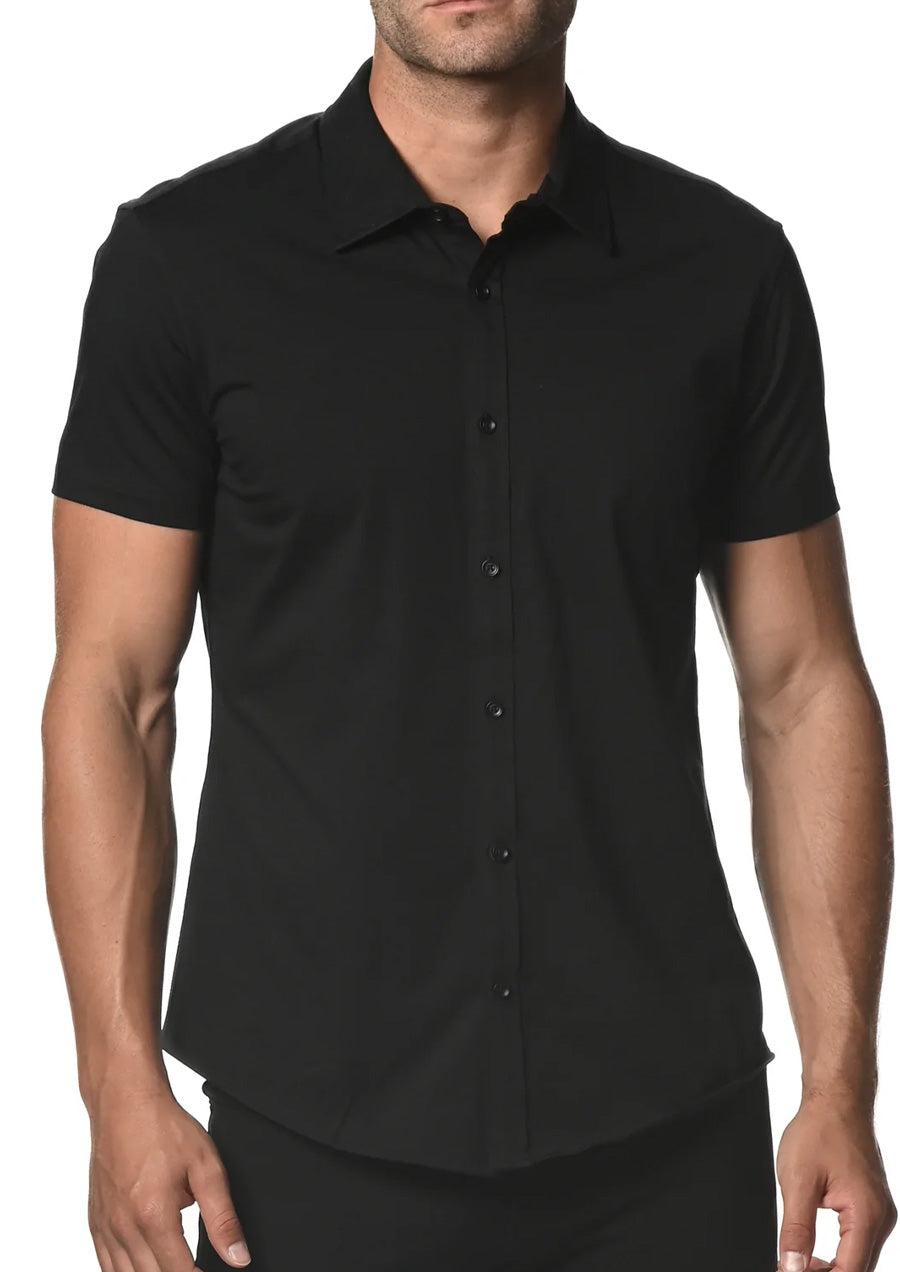 Solid Knit Stretch Shirt (Black)