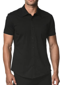 Solid Knit Stretch Shirt (Black)