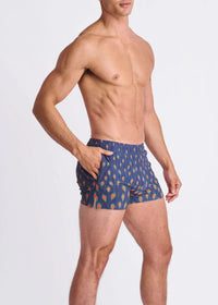 Printed Seersucker Swim Shorts (Navy/Peacock)