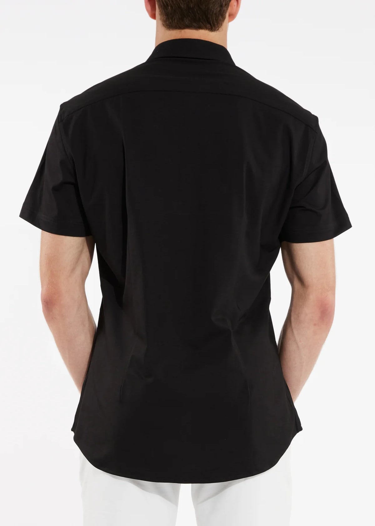 Stretch Jersey Knit Short Sleeved Shirt (Black w/Tape Detail)
