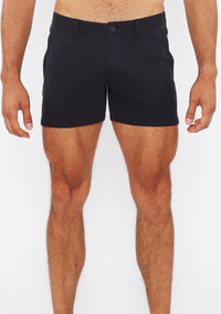 Linen Look Stretch Knit Shorts (Navy)