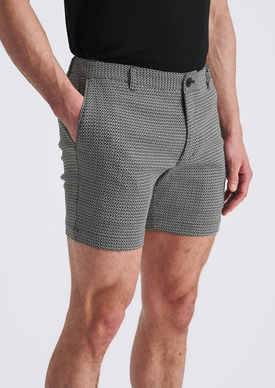 Textured Stretch Chino Short (Black/White)