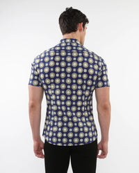 Performance Short Sleeved Shirt (Navy Sage Circles)
