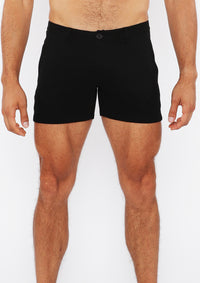 Linen Look Stretch Knit Shorts (Black)