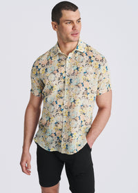 Printed Linen/Tencel Shirt (Yellow/Teal Floral)
