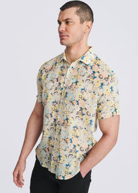 Printed Linen/Tencel Shirt (Yellow/Teal Floral)