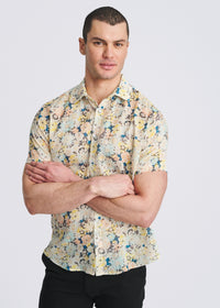 Printed Linen/Tencel Shirt (Yellow/Teal Floral)