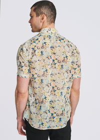 Printed Linen/Tencel Shirt (Yellow/Teal Floral)