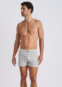 Printed Seersucker Swim Shorts (Slate/Latte)