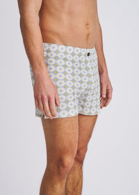 Printed Seersucker Swim Shorts (Slate/Latte)