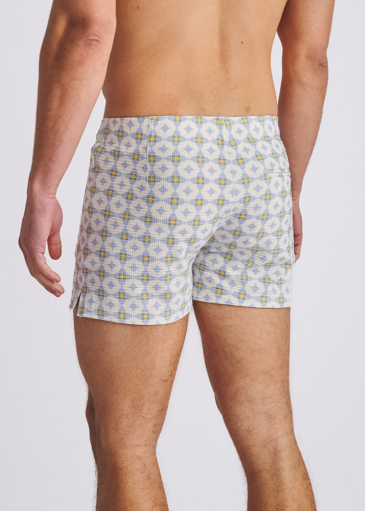 Printed Seersucker Swim Shorts (Slate/Latte)