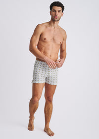 Printed Seersucker Swim Shorts (Slate/Latte)