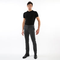 Wool-Look Stretch Knit Pants (Charcoal Glennplaid)