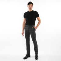 Wool-Look Stretch Knit Pants (Charcoal Glennplaid)