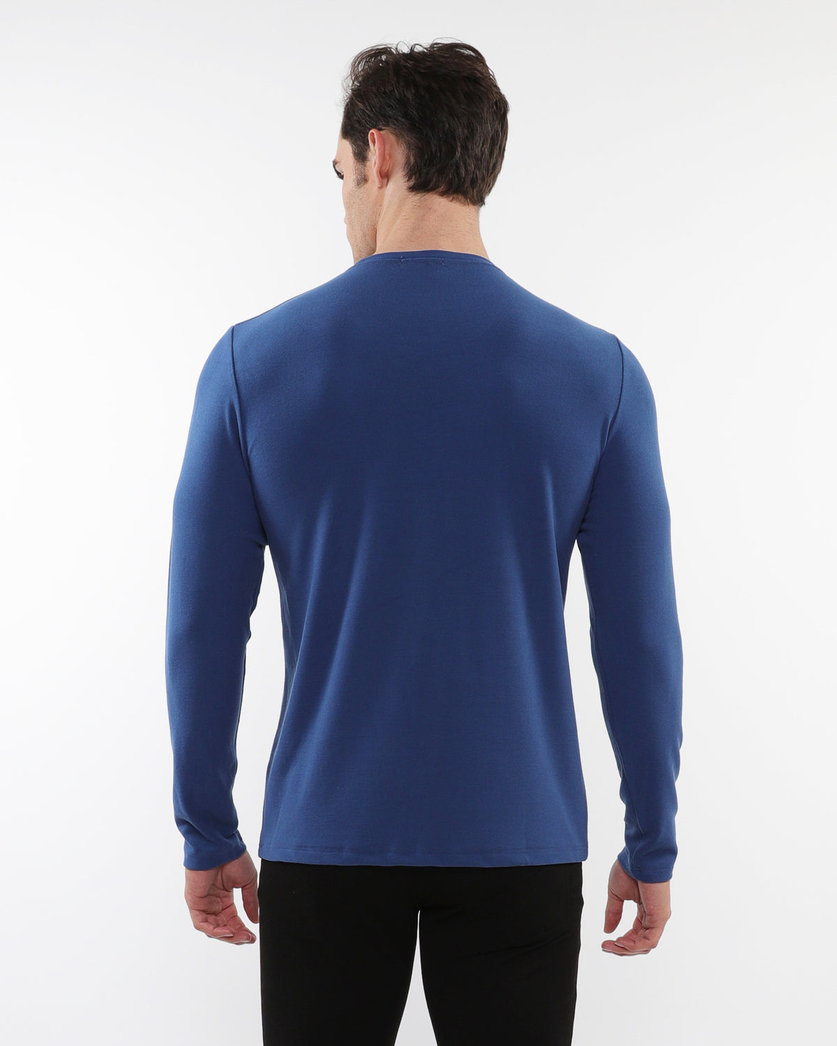 Stretch Knit Long Sleeve Crew (Baby Blue)