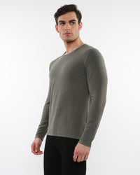 Stretch Knit Long Sleeve Crew (Kelp)