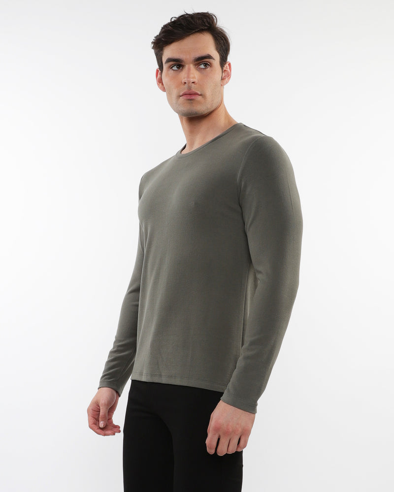 Stretch Knit Long Sleeve Crew (Kelp)