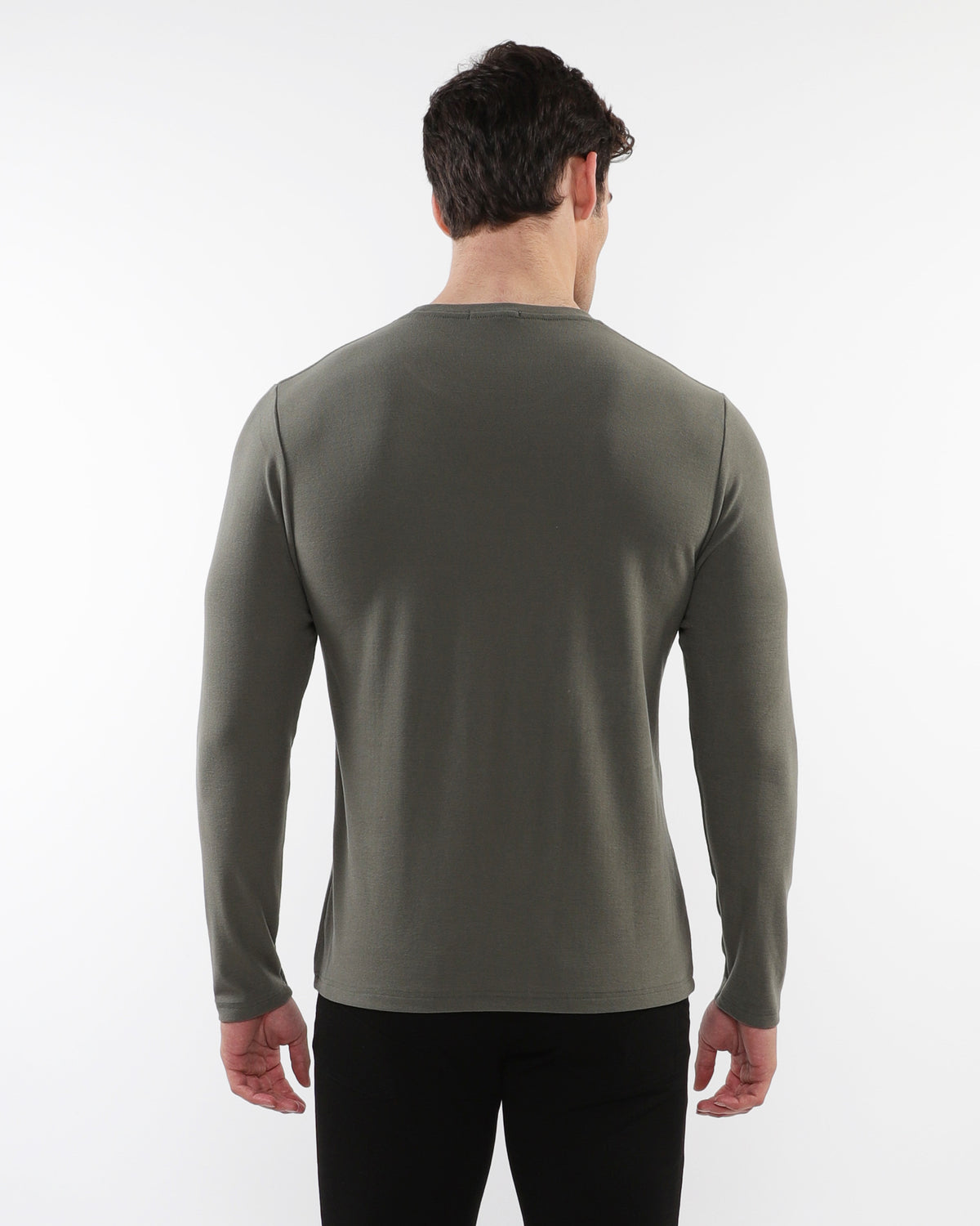 Stretch Knit Long Sleeve Crew (Kelp)