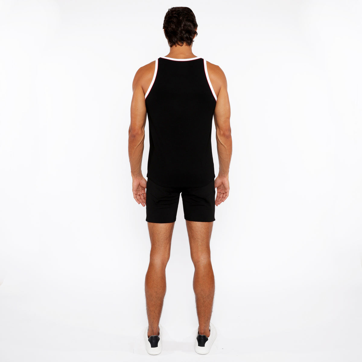 Rib Stretch Ringer Tank (Black)